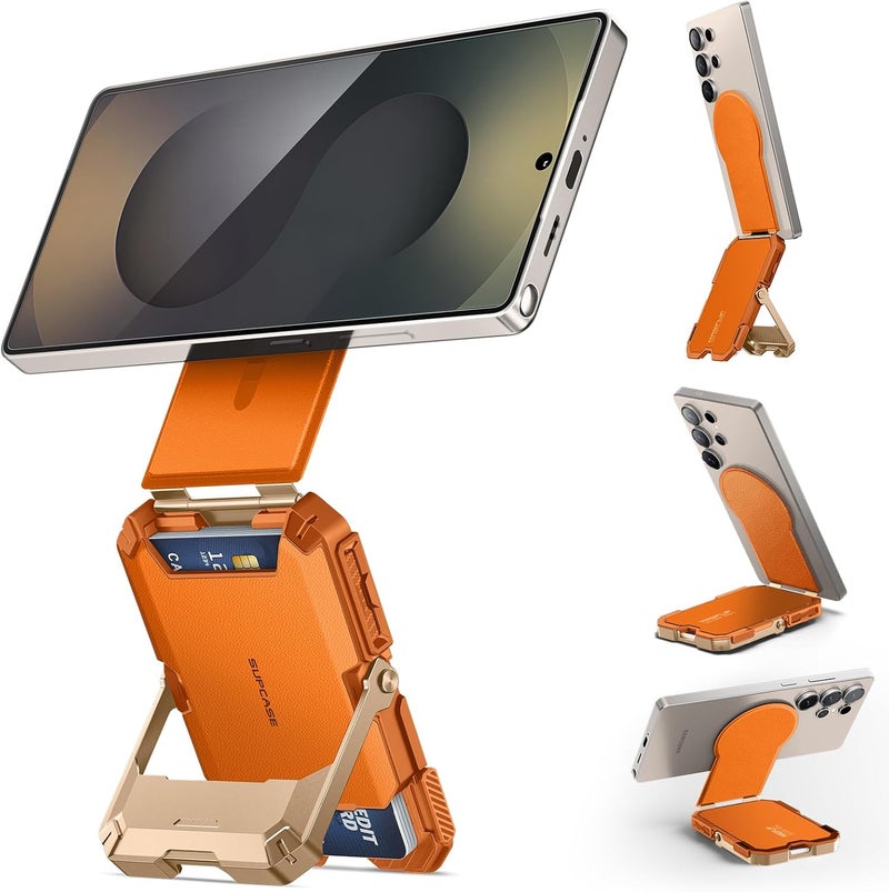 SupCase for MagSafe Wallet, Magnetic Wallet for Men, [5-Card Holder] [Adjustable Stand] [RFID Blocking] Phone Card Holder Tripod for Samsung Galaxy S25, Google Pixel 10 and iPhone 17/16/15/14, Coral - Image 1